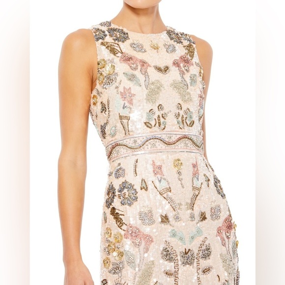 Mac Duggal 93535 NWT Evening Sequin/Beaded Floral Midi - Picture 5 of 16